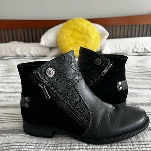 Size 7 black Earth Origins ankle boots.